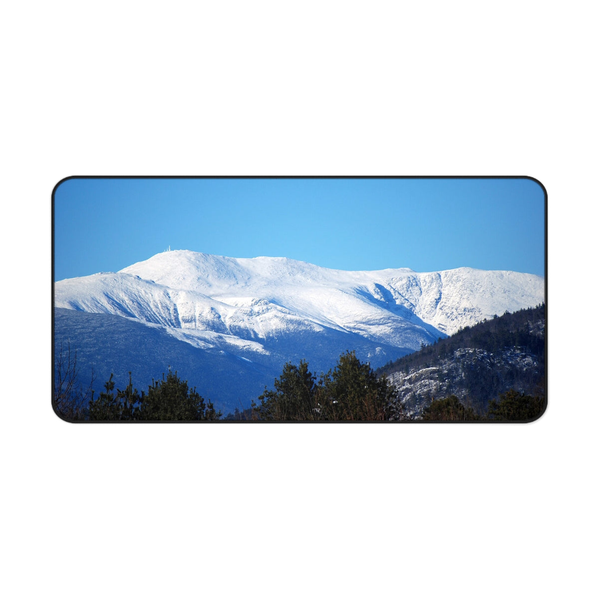 Snow-Capped Mountain Desk Mat — Scenic Winter Landscape Mouse Pad