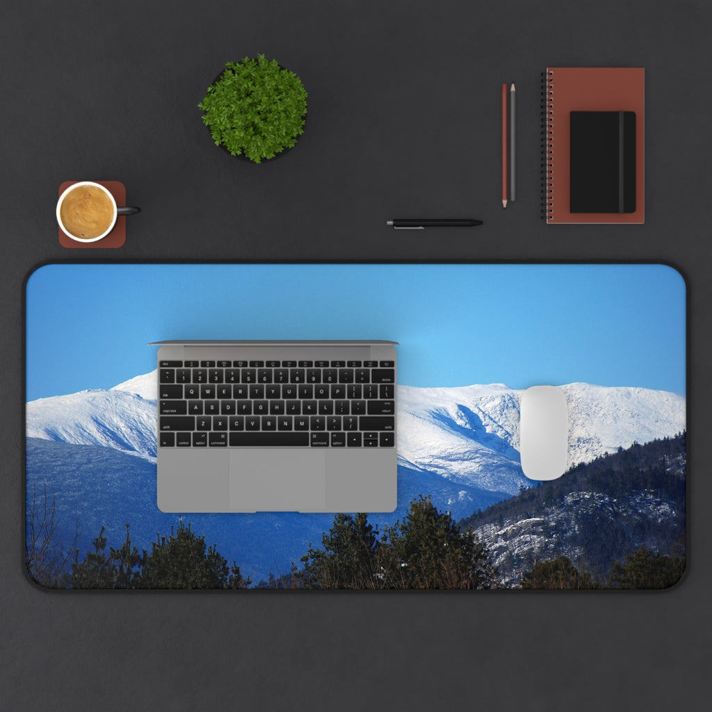 Snow-Capped Mountain Desk Mat — Scenic Winter Landscape Mouse Pad