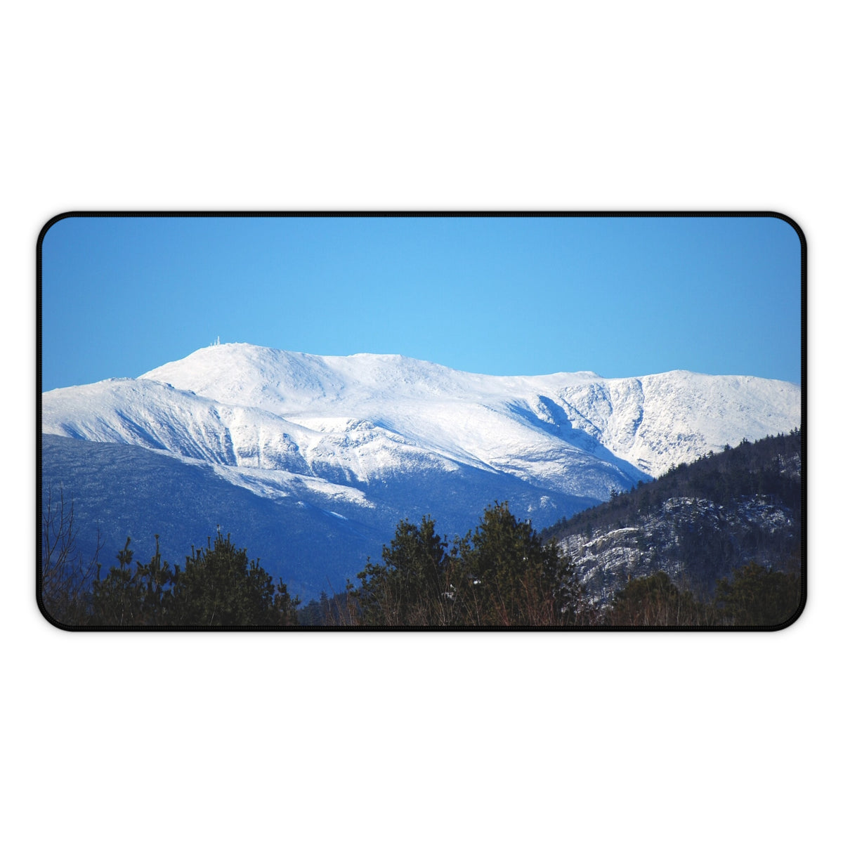 Snow-Capped Mountain Desk Mat — Scenic Winter Landscape Mouse Pad