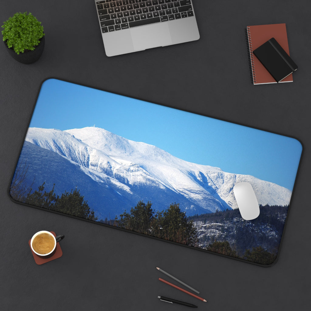 Snow-Capped Mountain Desk Mat — Scenic Winter Landscape Mouse Pad