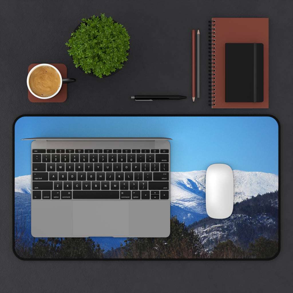Snow-Capped Mountain Desk Mat — Scenic Winter Landscape Mouse Pad