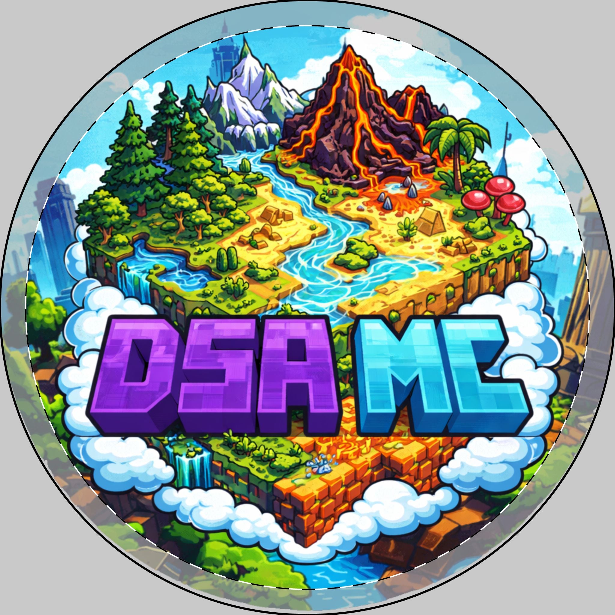 Round Car Magnet — Colorful Pixel Adventure Island Design ("DSA ME")